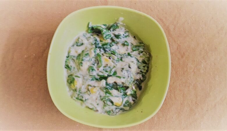spinach-corn-in-white-sauce
