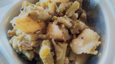 barbati potato curry | yard long beans potato dry veg